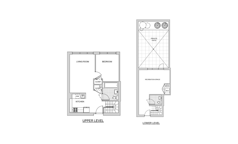 Duplex 103 with Patio - 1 bedroom floorplan layout with 1.5 bathroom and 1073 square feet