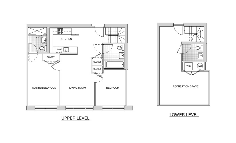 Duplex 119 - 2 bedroom floorplan layout with 2.5 bathrooms and 1310 square feet